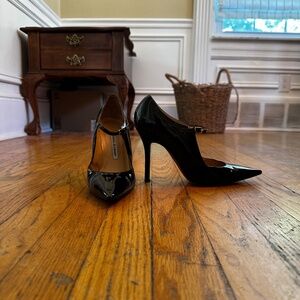 Manolo Blahnik Mary Jane's, 4" heel height, Dark Brown patent leather, size 39